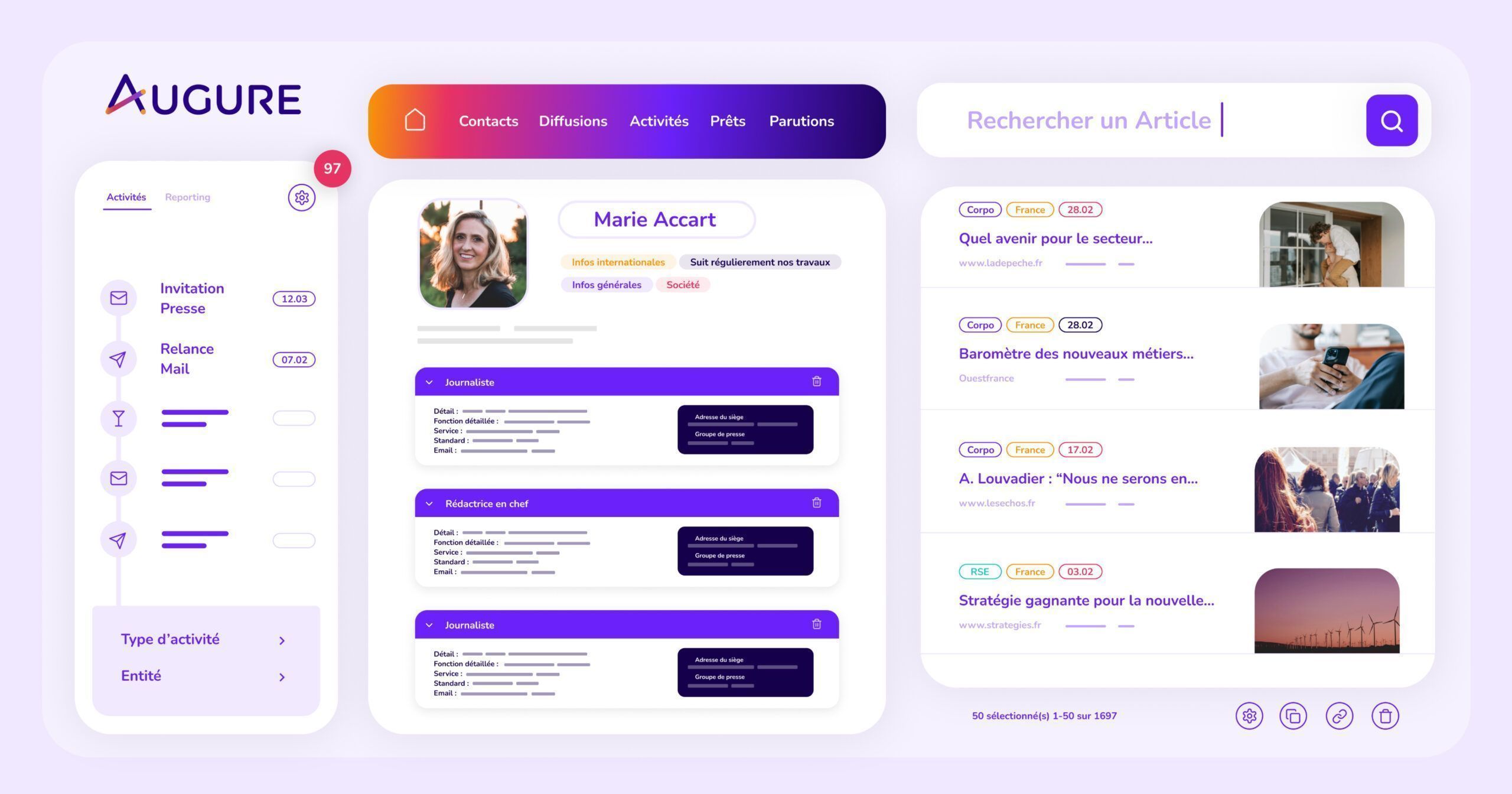 como funciona augure crm para medios
