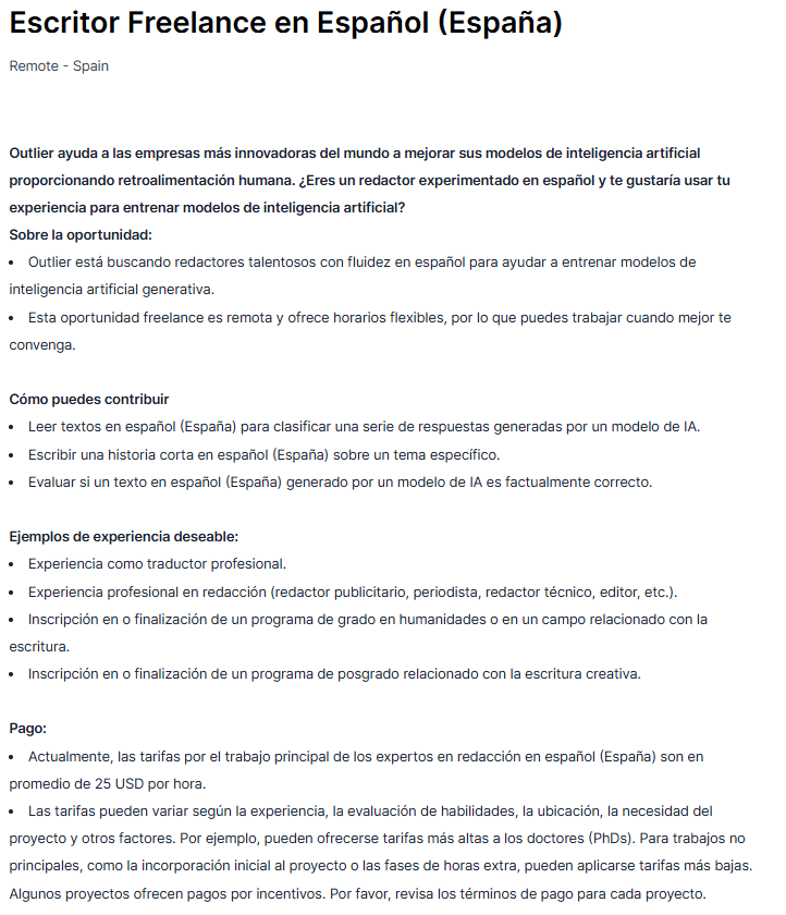 oferta escritor freelance outlier